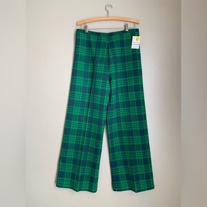 Miss k  70's Vintage Wide Leg Pants, plaid new old stock polyester